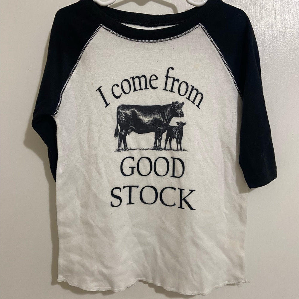 Black and White Graphic Raglan Tee I Come from Good Stock 4t